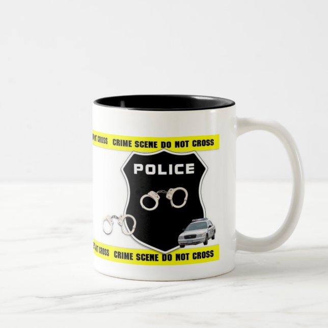 Polizei-Offizier-Verbrechen-Szenen-Tasse Zweifarbige Tasse (Rechts)