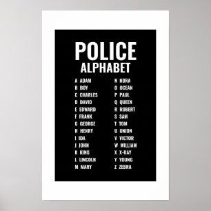Polizei Phonetic Alphabet Black & White Poster