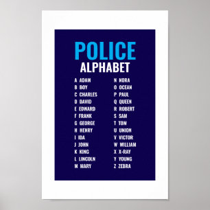 Polizei Phonetic Alphabet Blau & Weiß Poster