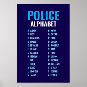 Polizei Phonetic Alphabet Blau & Weiß Poster