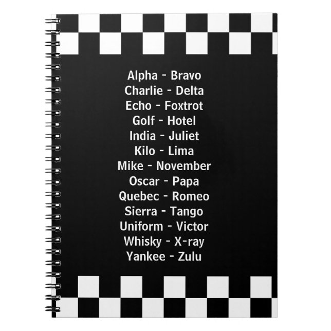 Polizei Phonetic Alphabet Notizblock (Vorderseite)