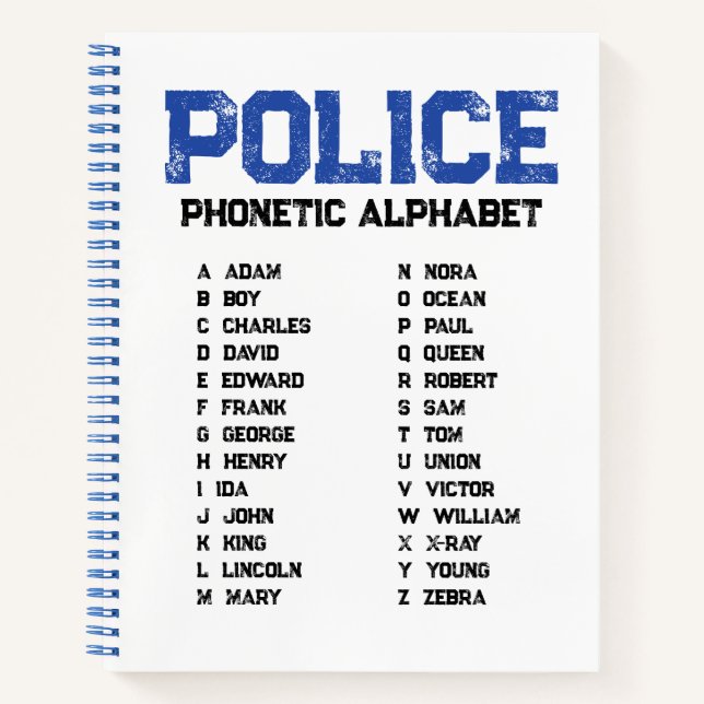 Polizei-Phonetik-Alphabet - Spiralblock Notizbuch (Vorderseite)