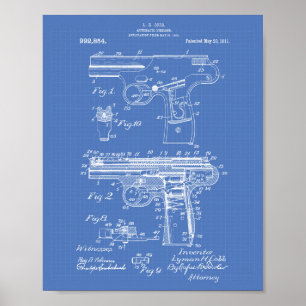 Polizei Pistole 1911 Patentzeichnung - Blaupause Poster
