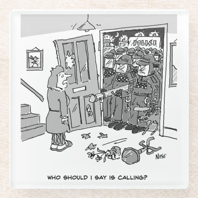 Polizei Raid a Property - Funny Police Theme Glasuntersetzer (Vorderseite)