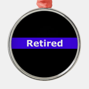 Polizei Retirted verdünnt Blue Line Silbernes Ornament