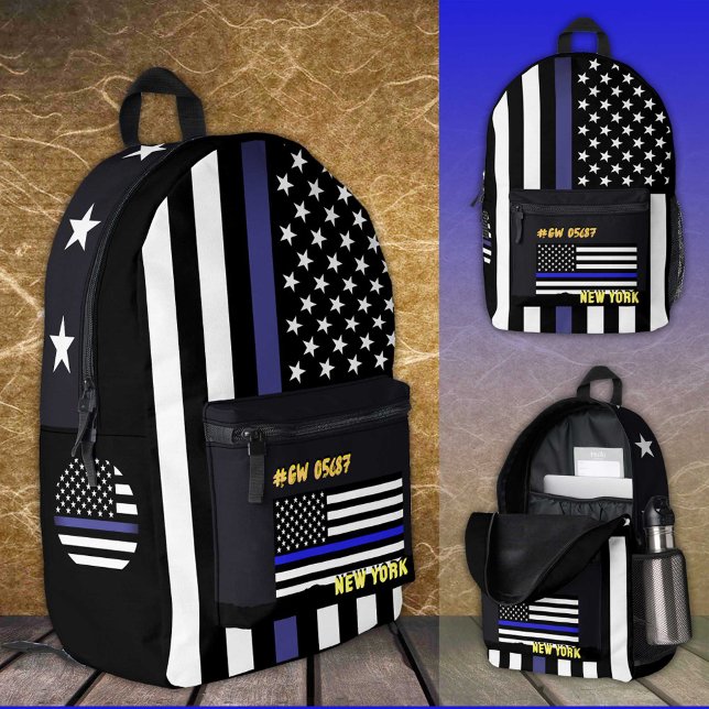 Polizei-Rucksack, dünne Blue Line-Tasche, amerikan Bedruckter Rucksack (Von Creator hochgeladen)