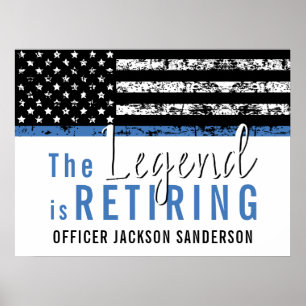 Polizei Ruhestand Blaue Linie Flagge Gesetzeshüter Poster