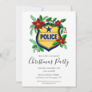 Polizei Schild mit Poinsettia Frohe Weihnachten Einladung
