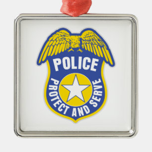 Polizei schützt und dient Abzeichen Silbernes Ornament