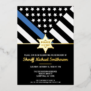 Polizei Sheriff Ruhestand Thin Blue Line Flagge Folieneinladung