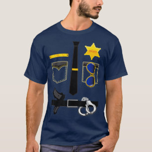 Polizei Sheriff Uniform Lustiges Halloween Kostüm T-Shirt