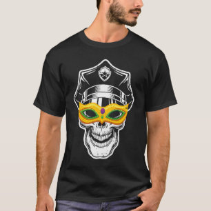 Polizei Skull Masquerade Maske Mardi Gras Karneval T-Shirt