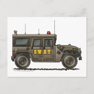 Polizei SWAT Team Hummer Law Enforcement Postkarte
