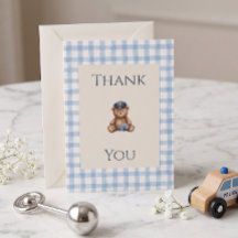 Polizei-Teddybär-Gingham-Baby-Party