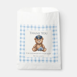 Polizei-Teddybär-Gingham-Baby-Party Geschenktütchen