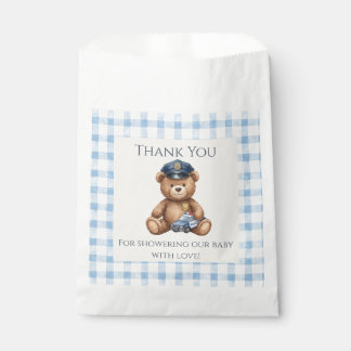 Polizei-Teddybär-Gingham-Baby-Party Geschenktütchen