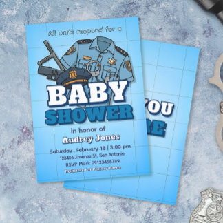 Polizei-Themen-Baby-Party  Einladung