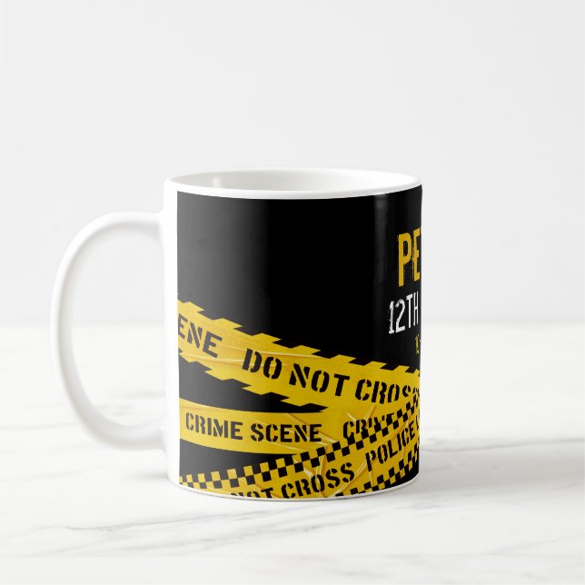 Polizei-Themen-Geburtstag mit Polizeiband-Design Kaffeetasse (Links)