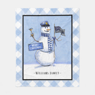 Polizei Thin Blue Line Flag Frohe Weihnachtsschnee Fleecedecke