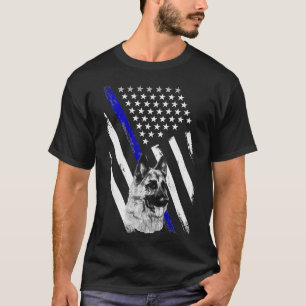 Polizei Thin Blue Line Flag K 9 Einheit Hund Deuts T-Shirt