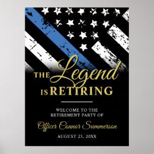 Polizei Thin Blue Line Ruhestandsfeier Willkommen Poster