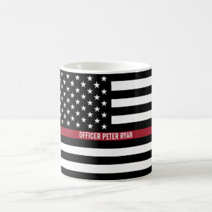 Polizei Thin Red Line American Flag Name Kaffeetasse