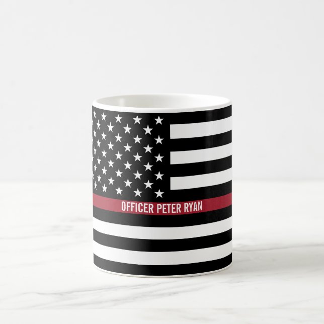 Polizei Thin Red Line American Flag Name Kaffeetasse (Mittel)