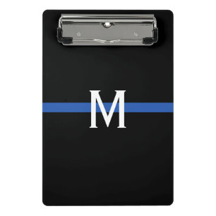 Polizei verdünnt Blue Line-Monogramm Mini Klemmbrett