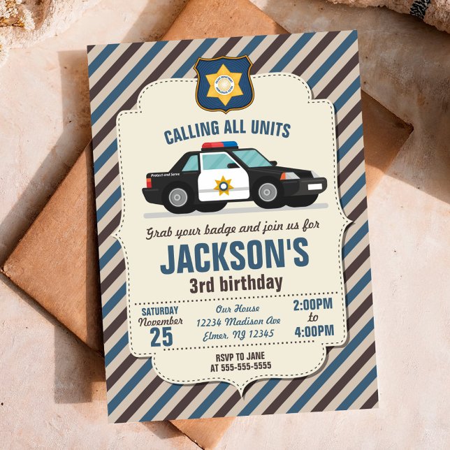 Polizei zum Geburtstag Einladung / Retro Polizeiwa (Von Creator hochgeladen)