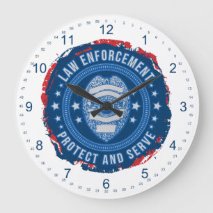 Polizeiabteilung Siegel für Sicherheit Große Wanduhr