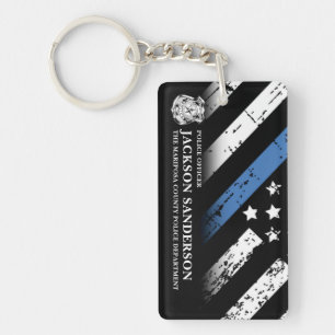 Polizeiabteilung Thin Blue Line Logo Schlüsselanhänger