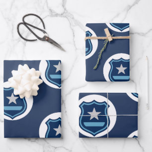 Polizeiabzeichen-Aufkleber Polizeibeamter Geschenkpapier Set