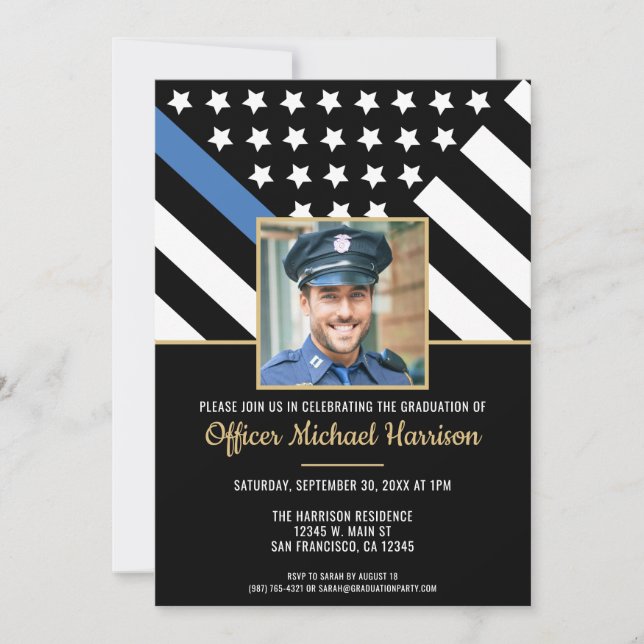 Polizeiakademie Abschluss Foto für Strafverfolgung Einladung (Vorderseite)