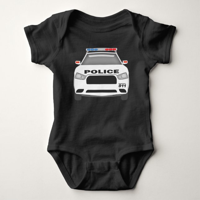 Polizeiauto 911 Säugling Jungen und Mädchen Baby Strampler (Vorderseite)