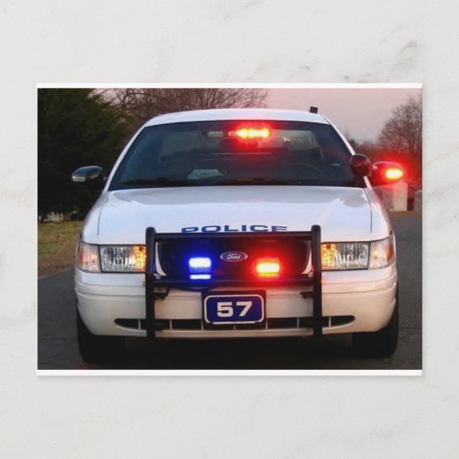 POLIZEIAUTO - alles erleuchtet Postkarte (Vorderseite)