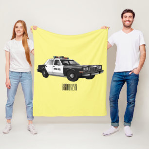 Polizeiauto Cartoon-Illustration Fleecedecke