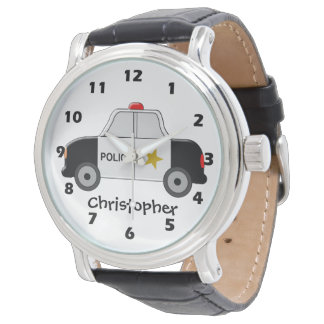 Polizeiauto-Design nur Namen hinzufügen Armbanduhr