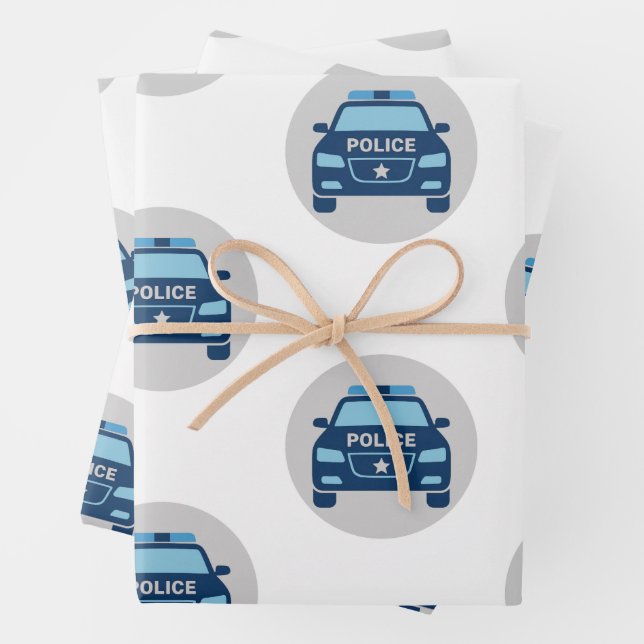 Polizeiauto Frontansicht Geschenkpapier Set (Beispiel)