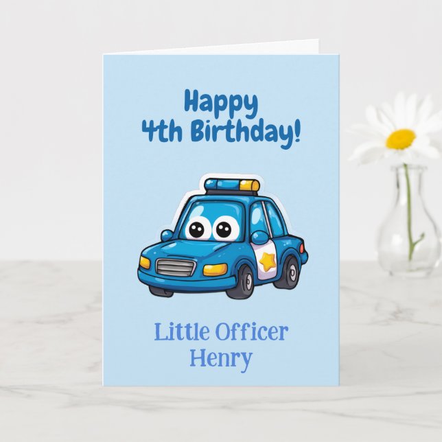 Polizeiauto Gratulation, Persönliche Geburtstagsgr Karte (Kleine Pflanze)