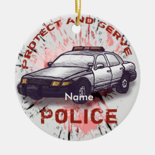 Polizeiauto keramik ornament