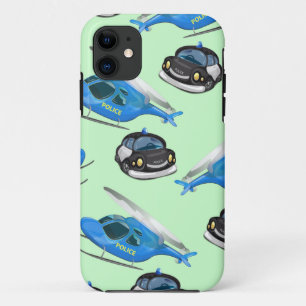 Polizeiauto und Hubschrauber iPhone 11 Hülle