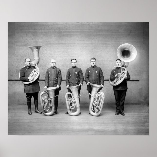 Polizeiband Tuba Players, 1915. Vintages Foto Poster (Vorne)