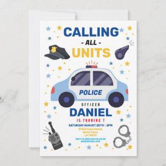 Polizeibeamte Auto Birthday Boys Einladung
