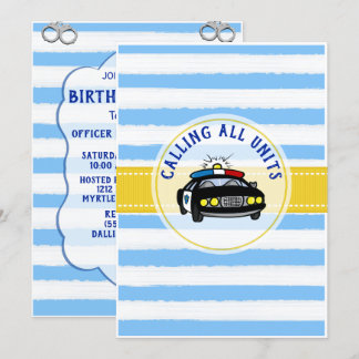 Polizeibeamte Blau und Gold zum Geburtstag Einladung