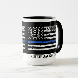 Polizeibeamte Blue Line Flag Abzeichen Kaffee Tass Tasse