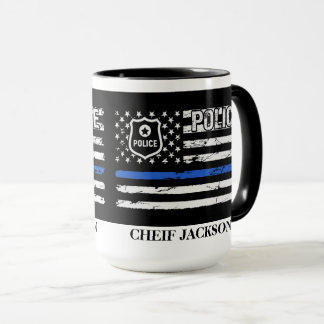 Polizeibeamte Blue Line Flag Abzeichen Kaffee Tass Tasse