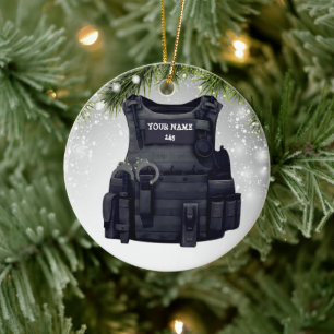 Polizeibeamte der Zollpolizei Bulletproof Vest Pol Keramik Ornament