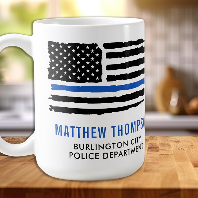 Polizeibeamte Flag Personalisiert dünne blaue Lini Kaffeetasse (Von Creator hochgeladen)