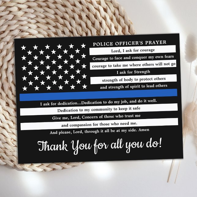Polizeibeamte Gebet Thin Blue Line Vielen Dank Postkarte (Von Creator hochgeladen)