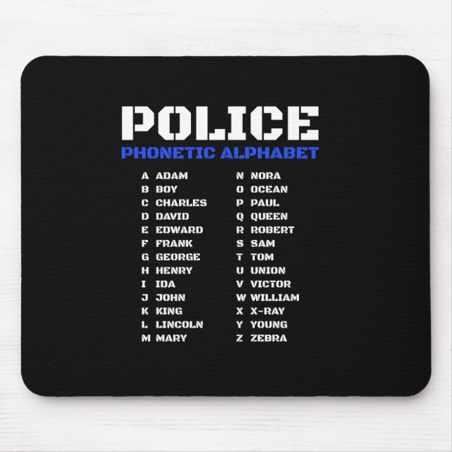 Polizeibeamte Gift Phonetic Alphabet Mousepad (Vorne)